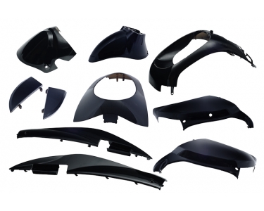 Body work set Sym Sym Mio 10 parts black metallic Edge