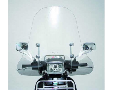 windshield faco vespa s 50-125-150 (2007) including mounting (chrome)