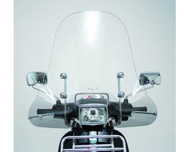 Windschutzscheibe Faco Vespa s 50-125-150 (2007) inklusive Befestigungsmaterialien (Chrom)