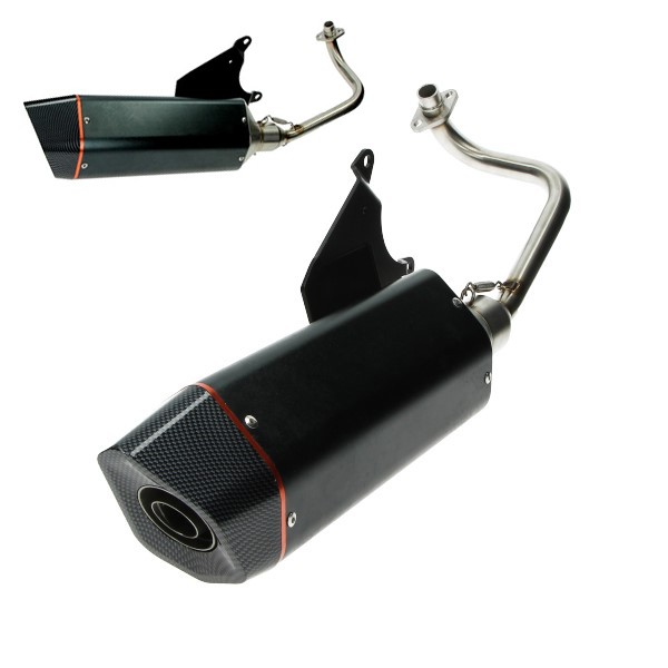 Exhaust bullet racing with damage black carbon Piaggio Zip 2000 4-takt Stainless Steel curve