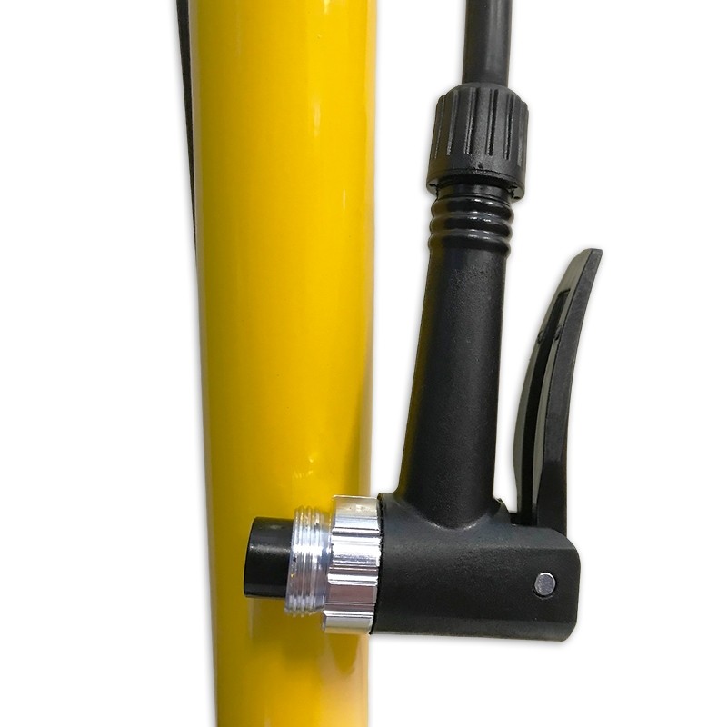 Fietspomp Lynx met drukmeter geel geschikt voor scooter