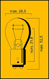 Lamp 12V-21/5W Bay15D E-Keur achterlicht