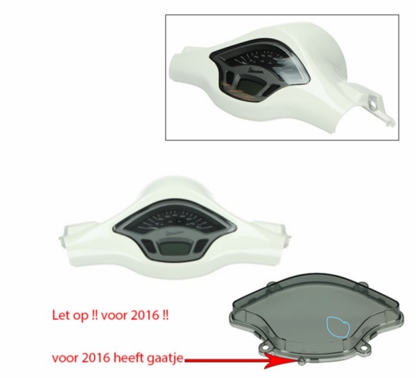 Tellerglas smoke voor 2016 Vespa Primavera Sprint DMP schade