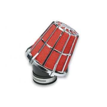 Luchtfilter/powerfilter -Malossi E5- 30 graden/aansluitbreedte = 28mm - rood chroom 0411299.K0