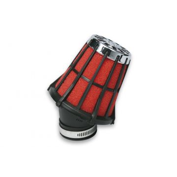 Luchtfilter/powerfilter Malossi E5- 0 graden/aansluitbreedte = 35mm - rood-zwart/PHVA 12/Mikuni VM 19-22 rood/zwart 042419.50