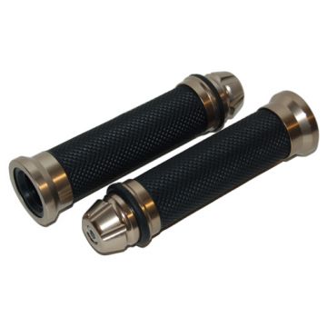 Griffset + Lenkungsausgleichsgewicht Lederoptik konisch schwarz/alu DMP
