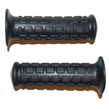 Handvatset kort blokpatroon/motief zwart voor automaat bromfiets universeel (22/24mm)