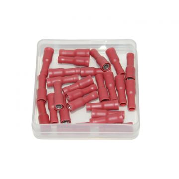 Kabelschoen-stekker verbinder rond vrouw 4mm rood universeel 25 stuks