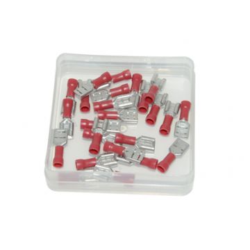 Kabelschoen plat vrouw 6.3mm rood 25 stuks