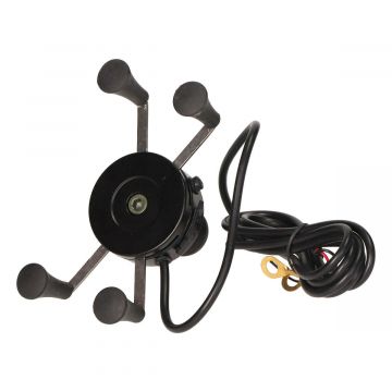 Telefoonhouder scooter / motor universeel + USB aansluiting