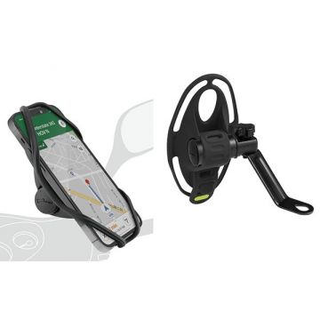 Telefoonhouder Tie 4 voor 4,7 inch tot 7,2 inch telefoons spiegel montage bromfiets/fatbike/motor zwart Bone