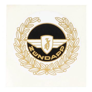 Sticker Zundapp rond lauwerkrans zwart/goud