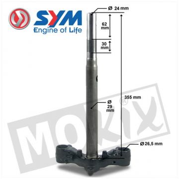 Kroonstuk/T-stuk voorvork SYM Mio 50-100 type 1 origineel 53200-A8B-000