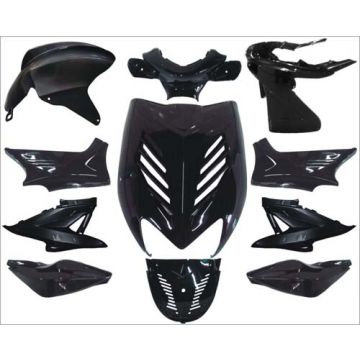 Kappenset Yamaha Aerox ←2012 (YQ50/L/2-takt)/MBK Nitro zwart metallic DMP 11-delig