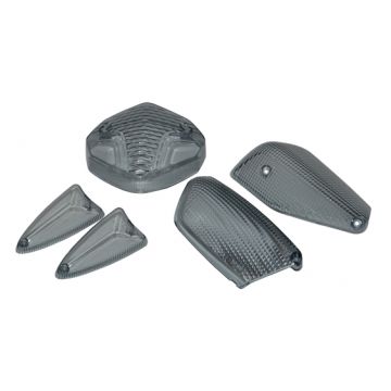 Knipperlichtglas set + achterlichtglas Yamaha Aerox/MBK Nitro 2013-&gt; smoke DMP nieuwe type