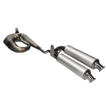 Uitlaat circuit dubbele demper Vespa Ciao blank aluminium Tecno