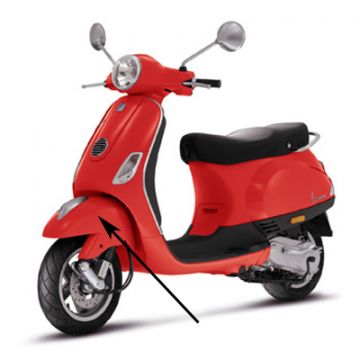Voorspatbord (met 2 gaten sierstuk/facelift)  Vespa LX - Red Dragon (894) 66652800R7 origineel