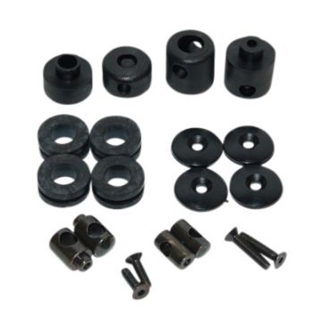 Windscherm dop/ring set zwart met bevestigingsmateriaal zonder beugelset Vespa LX/S/ET2/ET4 origineel