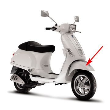 Voorspatbord Vespa S wit monte 544 Piaggio origineel 66653000br