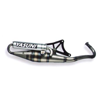 Uitlaat Yasuni Z blank/aluminium Piaggio 50cc 2-takt Zip/Runner/GP1/Sportcity/Scarabeo/SR/Atlantis/DNA/Easy Moving/Stalker/Torpedo/Storm/Diesis/Fly/Liberty/NRG/NTT/Typhoon tub418