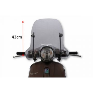 Windscherm + bevestigingsset laag Vespa Primavera 43cm smoke Malossi 4516332
