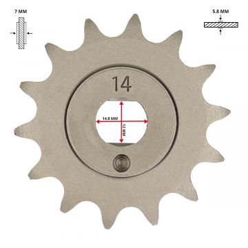 Voortandwiel Kreidler 4 versnellingen 14 tands 1/4