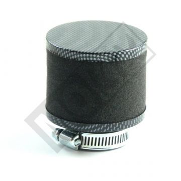 Powerfilter/luchtfilter open universeel 28mm aansluiting carburateur foam carbon kap