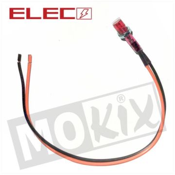 CONTROLE LAMP MET SNOER  8mm 12V  ROOD