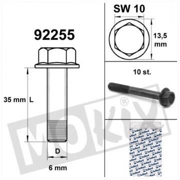 FLENS FRAME BOUTEN SW10 M6x35  ZWART  10st