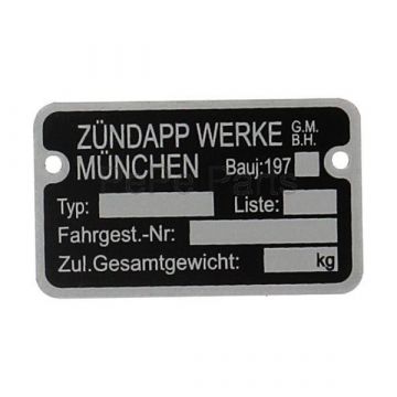 Framenummer plaatje 197..... Zundapp
