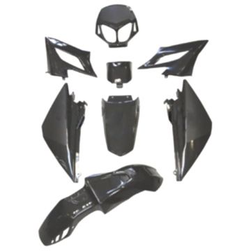Kappenset Derbi Senda 50 DRD 2004-2009 zwart DMP 8-delig