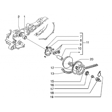 Variateur - V-snaar Piaggio Typhoon 50 2-takt AC 1998-2005