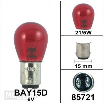 Lamp 12V BAY15D 21/5W rood
