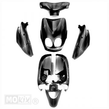 Kappenset Yamaha Neo's/MBK Ovetto 2007-2010->  2 takt metallic zwart 7-delig KMX