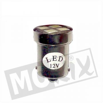 Lamp LED R5W BA15s 12V 0,5W wit