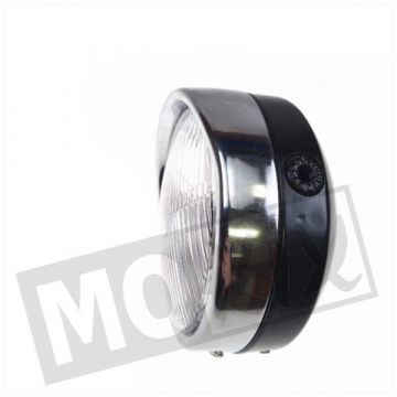 Koplamp universeel rond 140mm + schakelaar zwart/chroom