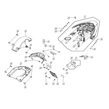 Achterlicht - Achterspatbord Kymco Xciting 400i matzwart