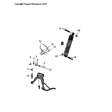 Schokbreker - Middenstandaard Peugeot Citystar 50 Bruin