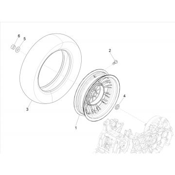 Achterwiel Vespa Sprint 125 3V IE ABS Euro 5 2021