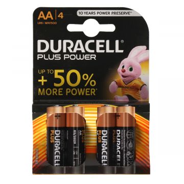 Batterij 1,5 Volt AA Duracell 4 stuks
