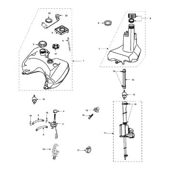 Benzinetank - Tankvlotter - Olietank Peugeot Vivacity 2 50 2-takt AC Euro 2