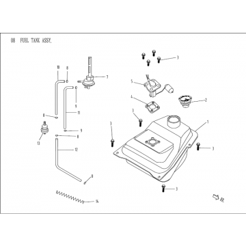 Benzinetank - Tankvlotter - Vacuümkraan China Venom zwart
