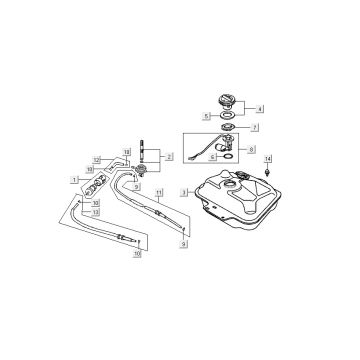 Benzinetank - Tankvlotter - Vacuümkraan Kymco DJ 2-takt Zwart