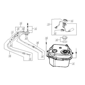 Benzinetank - Tankvlotter - Vacuümkraan Kymco Yup 50 2-takt AC zilver
