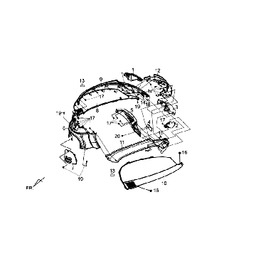 Motorschermen - Zijskirts - Onderspoiler Sym Fiddle III (BR497U) matt brown