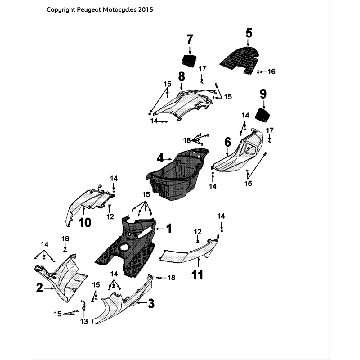 Kappen - Beplating - Helmbak Peugeot Speedfight 4 50 2-takt LC zwartgroen