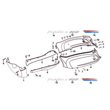 Motorschermen - Zijskirts - Onderspoiler Sym Fiddle II Euro 4 (BU-280S) blue