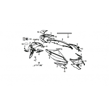 Motorschermen - Achterlicht - Achterspatbord Sym Jet 14 brown (BR-497U)