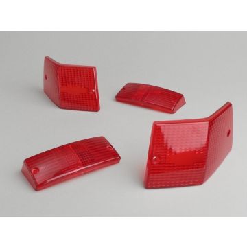Knipperlichtglazen BGM Original set van 4 Vespa PX80,PX125,PX150,PX200,T5 125cc rood