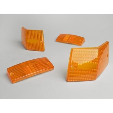 Knipperlichtglazen BGM Original set van 4 Vespa PX80,PX125,PX150,PX200,T5 125cc oranje